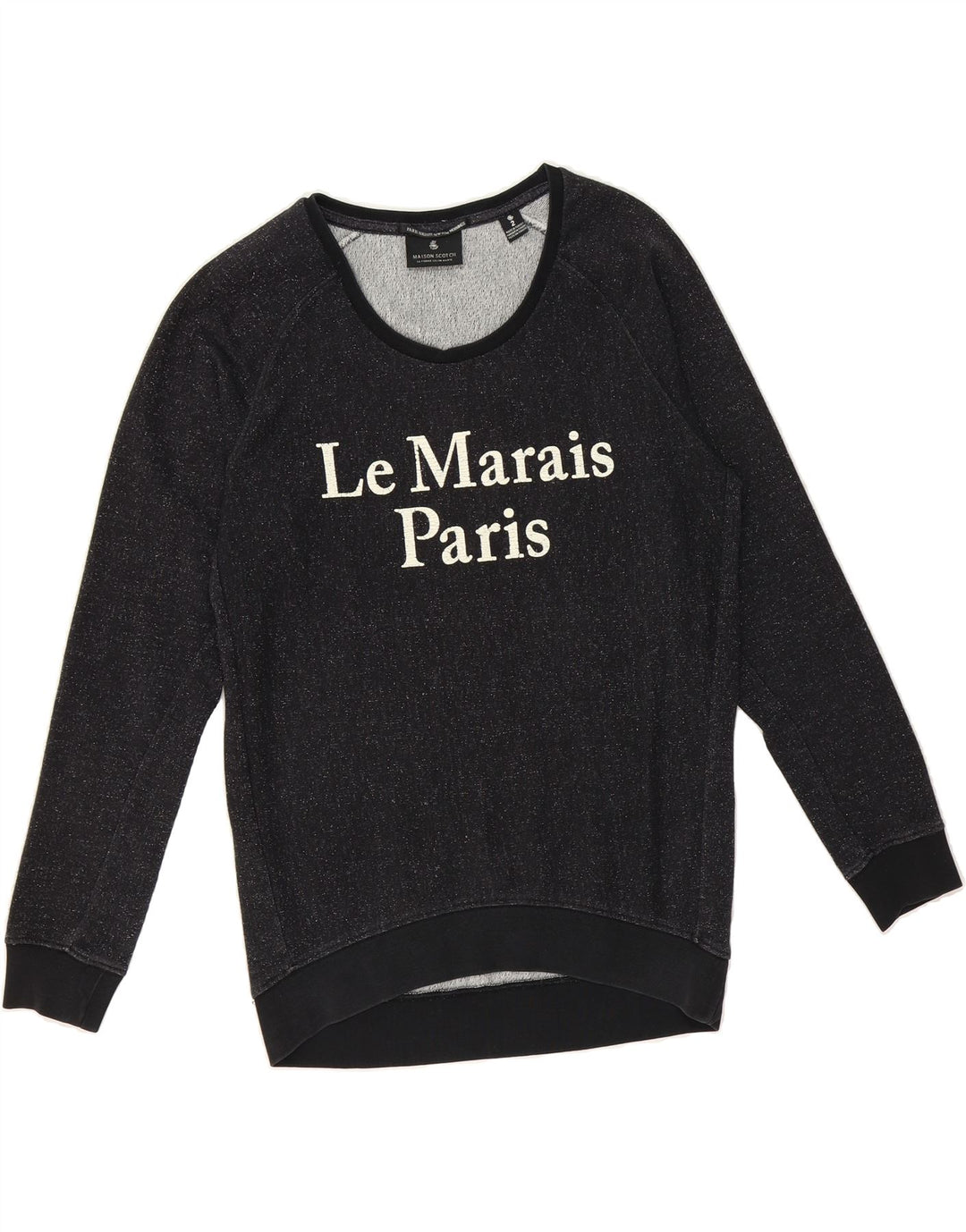 MAISON SCOTCH Womens Oversized Sweatshirt Jumper US 2 XS Black Flecked Vintage Maison Scotch and Second-Hand Maison Scotch from Messina Hembry 
