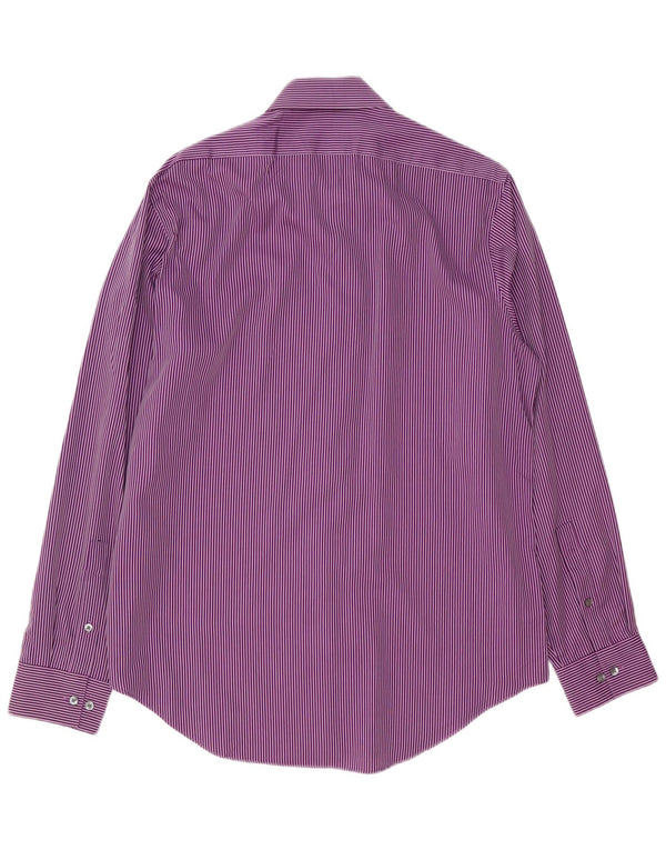 Calvin Klein - Camisa ajustada para hombre, talla 16, algodón a rayas, color morado grande