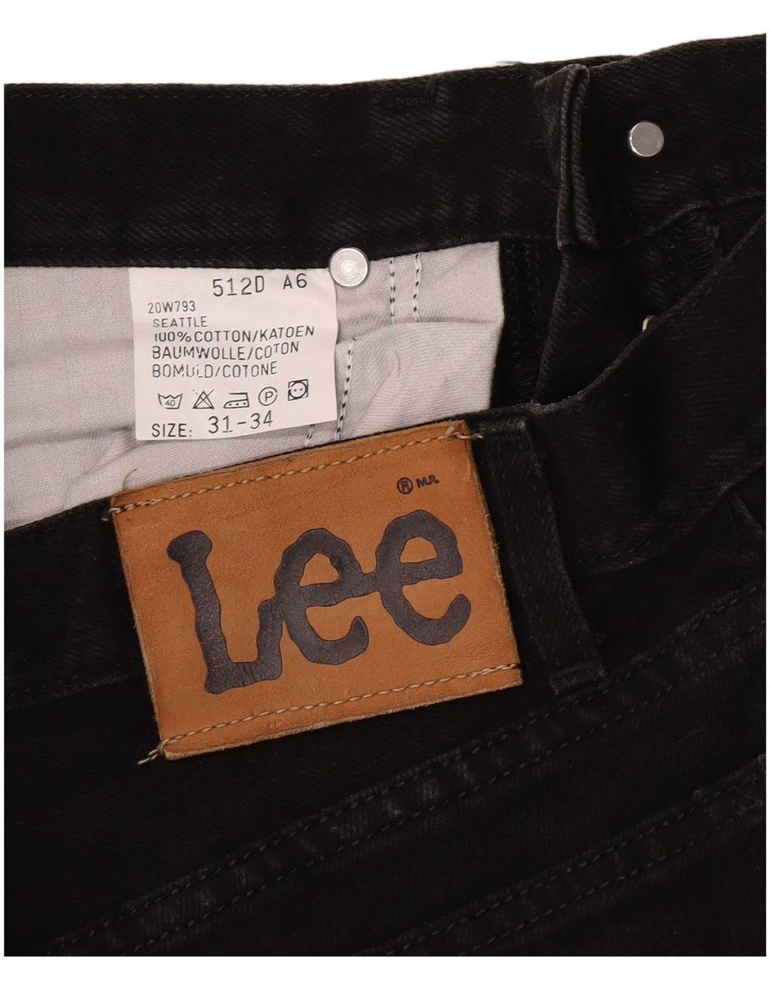 Lee Vaqueros Rectos Seattle para Hombre W31 L34 Algodón Negro