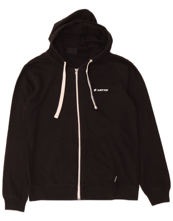Lotto - Sudadera con capucha y cremallera para hombre, algodón negro mediano