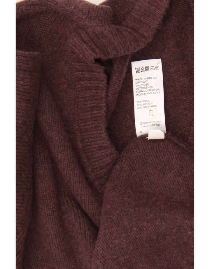 Marks & Spencer Jersey con cuello en V para hombre XL Lana burdeos