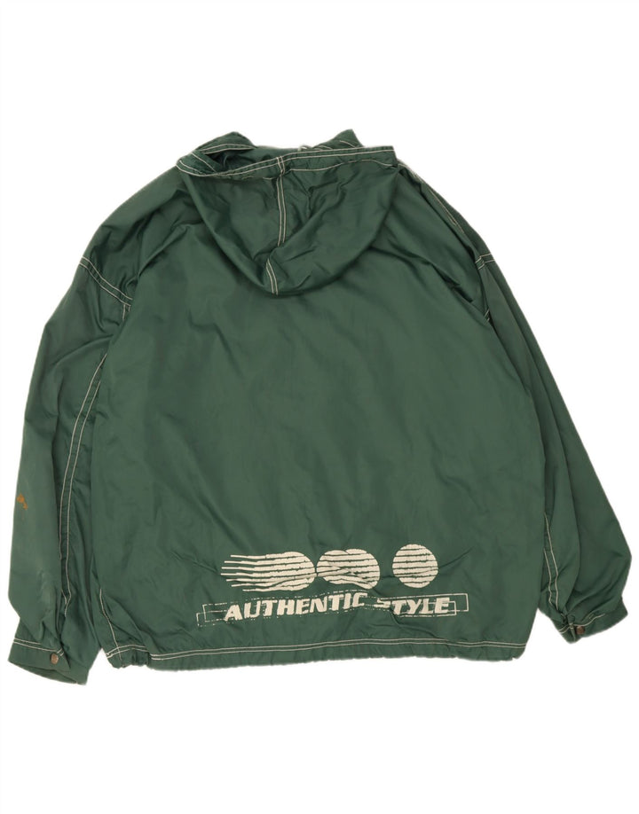 Auténtica chaqueta cortavientos con capucha y gráfico para hombre, Reino Unido 40, nailon verde grande