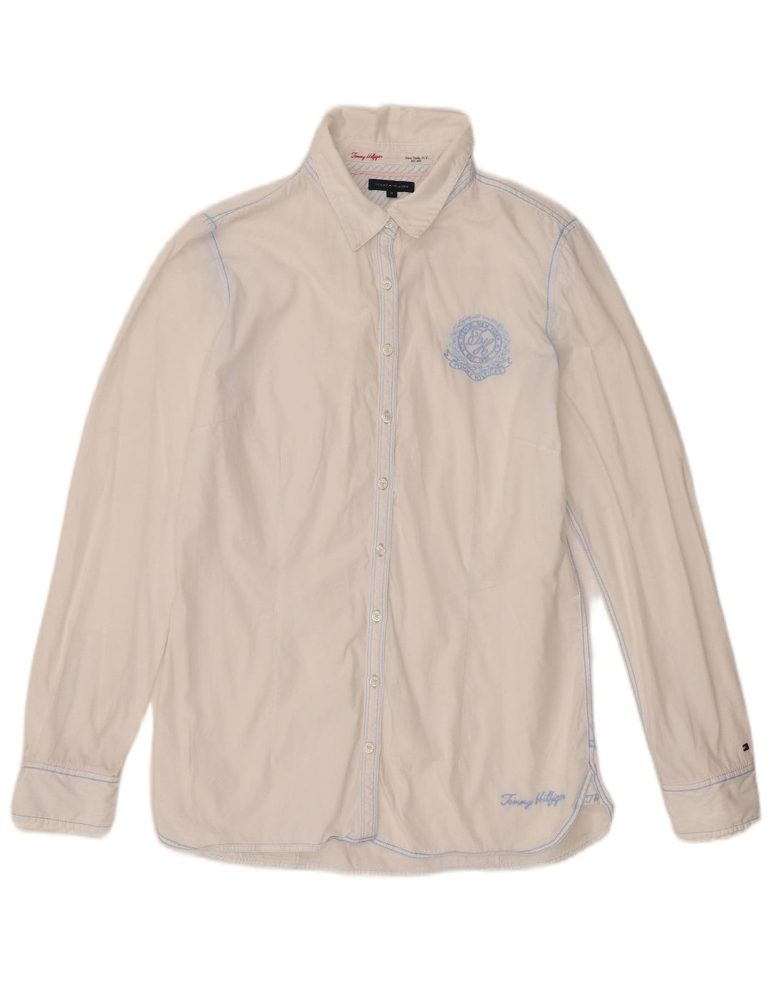 Tommy Hilfiger Camisa para mujer US 12 Grande Algodón blanco