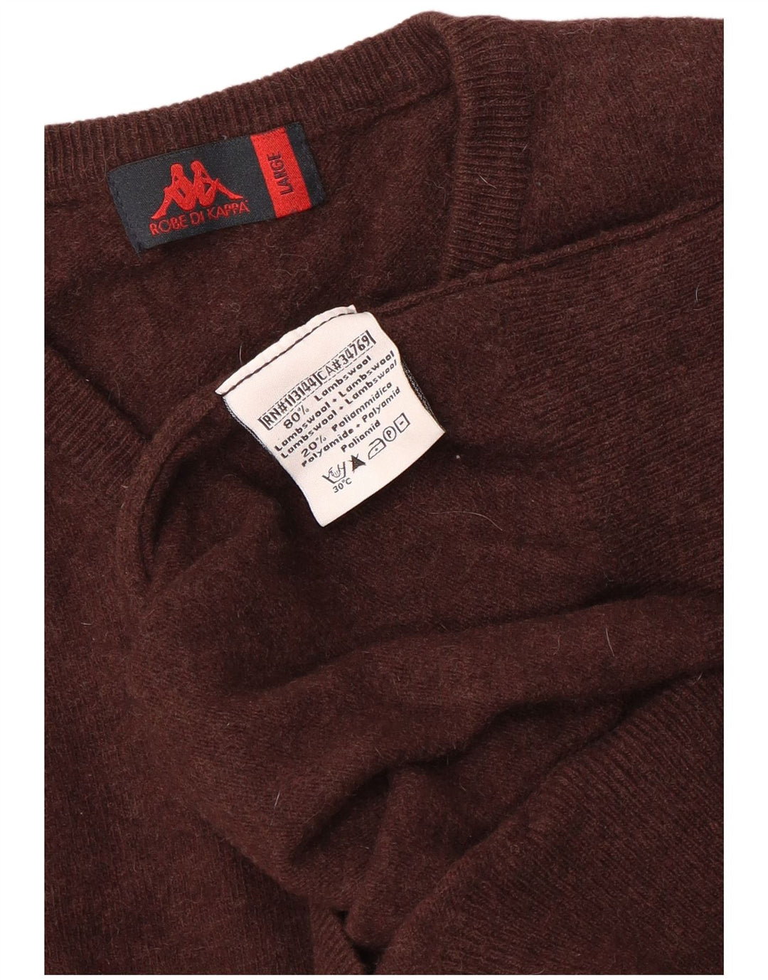 Kappa Jersey con cuello en V para mujer UK 46 Large Lana marrón