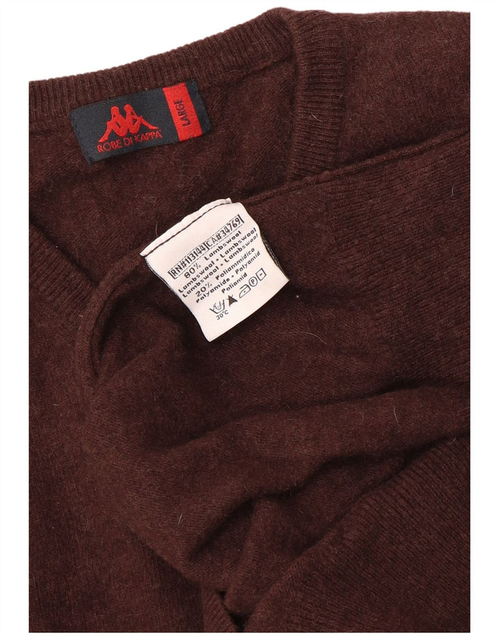 Kappa Jersey con cuello en V para mujer UK 46 Large Lana marrón