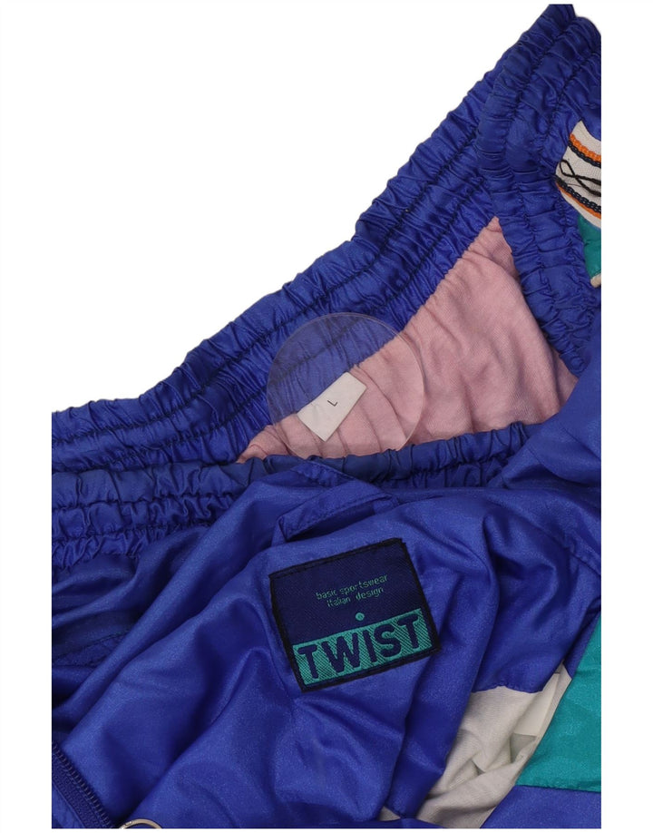 Chándal completo con gráfico vintage para hombre, poliamida con bloques de color azul grande