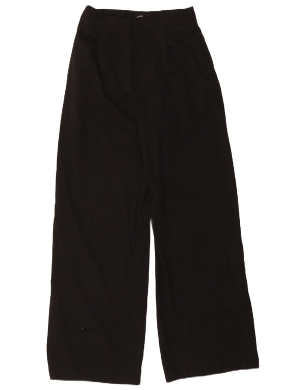 Zara Pantalones Casuales De Cintura Alta Para Mujer Pequeños W26 L30 Poliéster Negro