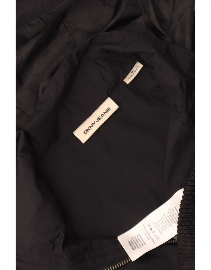 Dkny Chaqueta bomber con capucha para mujer UK 44 Mediana Nylon negro