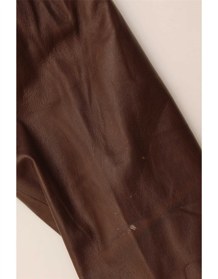 Abrigo de cuero vintage para hombre IT 54 2XL Marrón