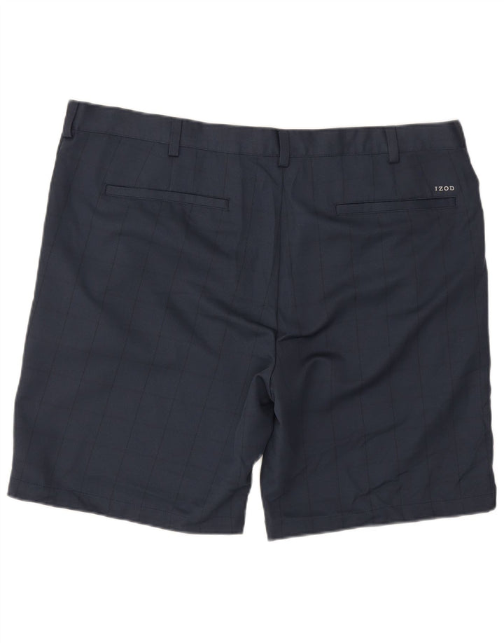 Izod Pantalones cortos chinos de golf para hombre W40 XL Poliéster a cuadros azul marino