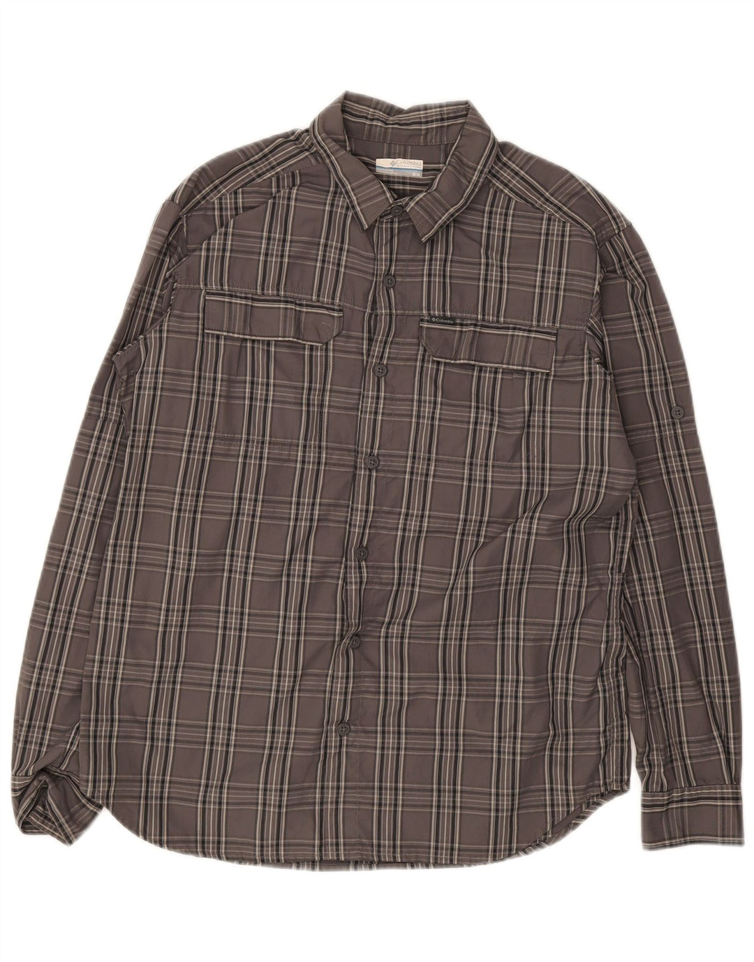 Camisa Columbia Hombre Nylon A Cuadros Gris Medio