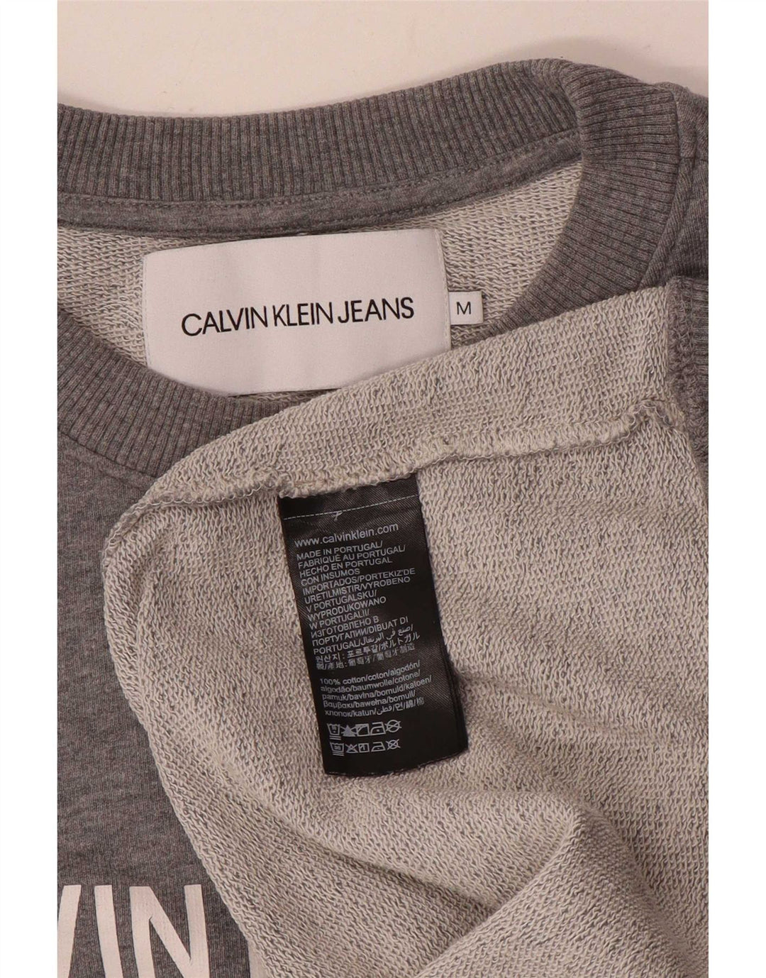 Calvin Klein Jeans Hombre Sudadera Gráfica Jumper Gris Medio Moteado