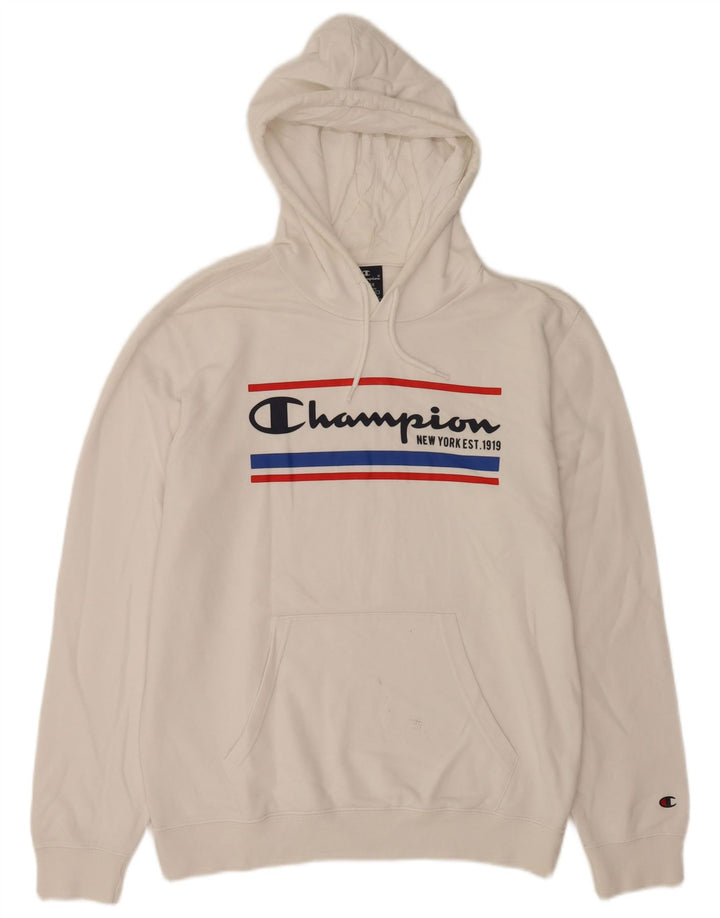 Champion Sudadera Con Capucha Gráfica Para Hombre Jersey Grande Blanco