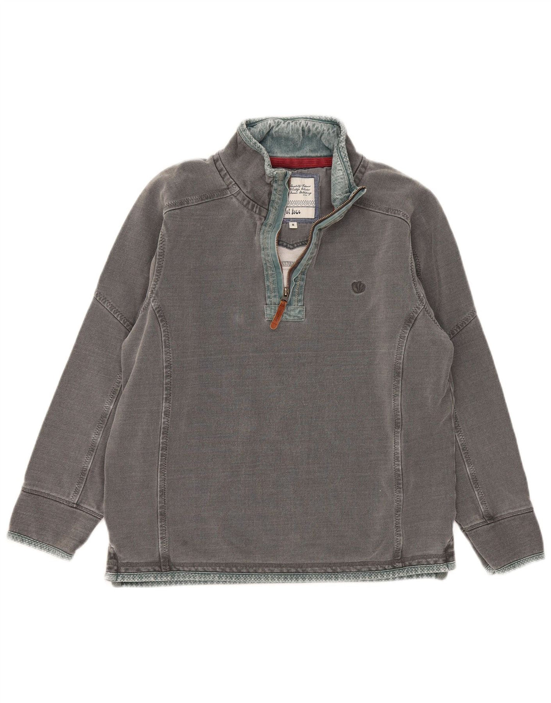 Sudadera con cuello y cremallera para hombre Fat Face Jersey de algodón gris medio