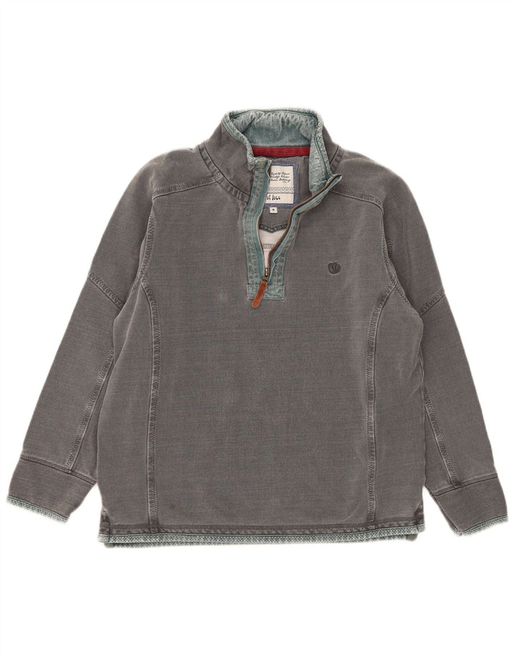 Sudadera con cuello y cremallera para hombre Fat Face Jersey de algodón gris medio