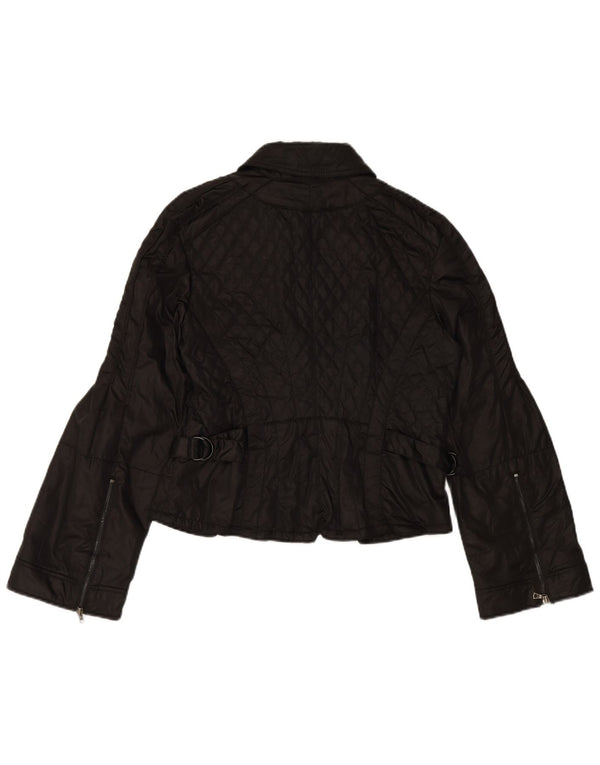 MARC CAIN Chaqueta motera acolchada para mujer UK 12 Medium Black