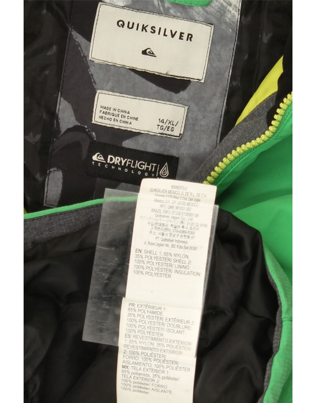 QUIKSILVER Chaqueta cortavientos con capucha para niño 13-14 años XL Nylon verde