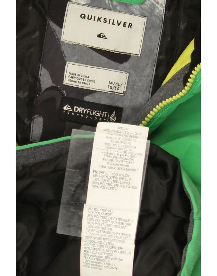 QUIKSILVER Chaqueta cortavientos con capucha para niño 13-14 años XL Nylon verde