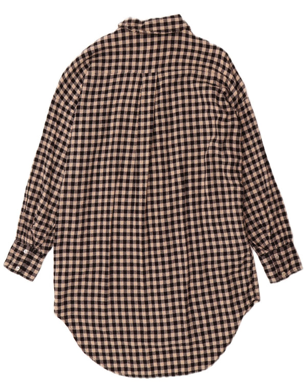 Zara Vestido camisero gráfico para mujer UK 44 Mediano Algodón a cuadros negro