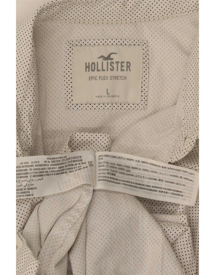 Camisa Hollister Hombre Grande Algodón Manchado Blanco