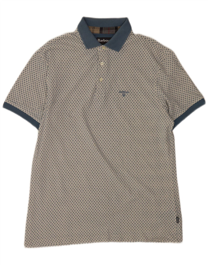 Polo Barbour Hombre Algodón Geométrico Azul Grande