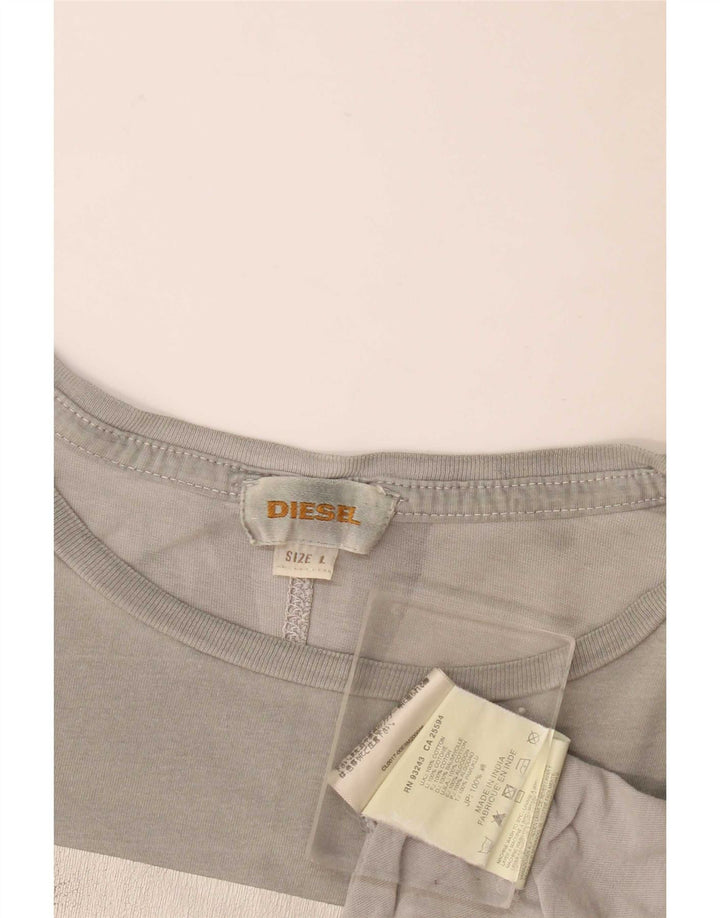 Diesel Hombre Camiseta Gráfica Top Grande Gris Algodón