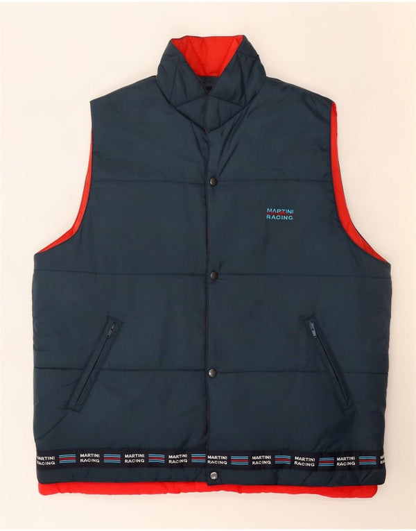 Chaleco acolchado con capucha y gráfico vintage para hombre UK 42 XL Poliamida azul marino
