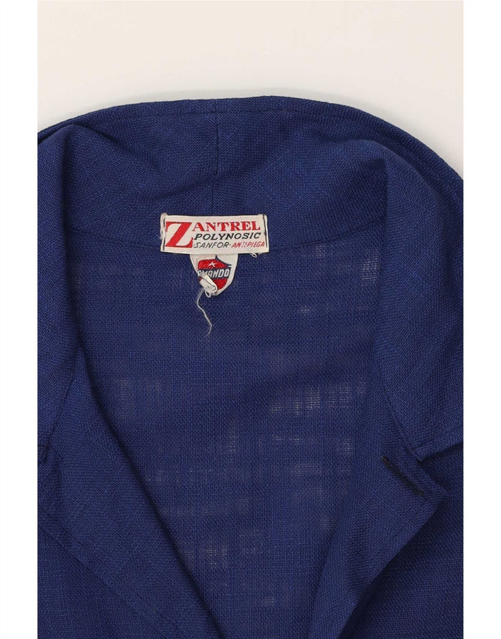 Vintage mujer camisa blusa Reino Unido 16 azul grande