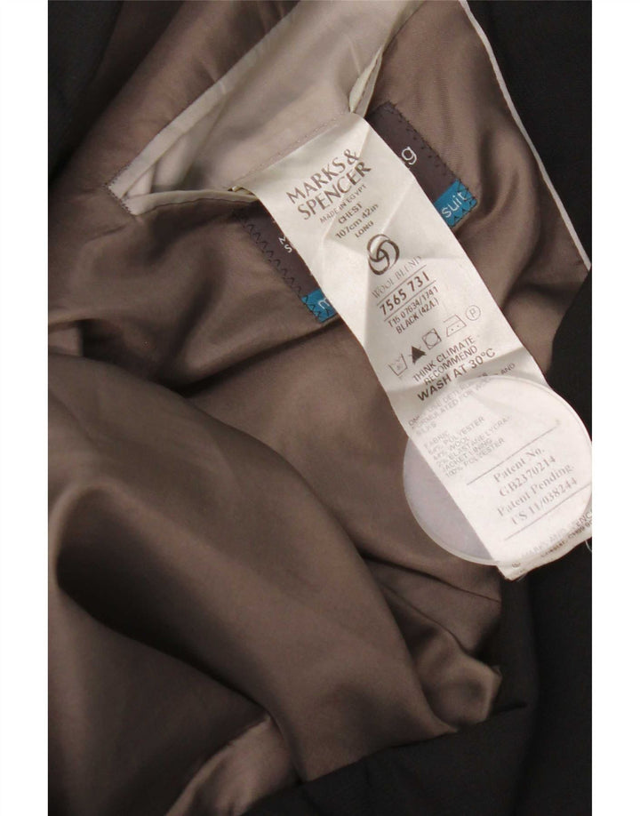Marks & Spencer Chaqueta tipo blazer de 3 botones para hombre UK 42 Grande Poliéster negro