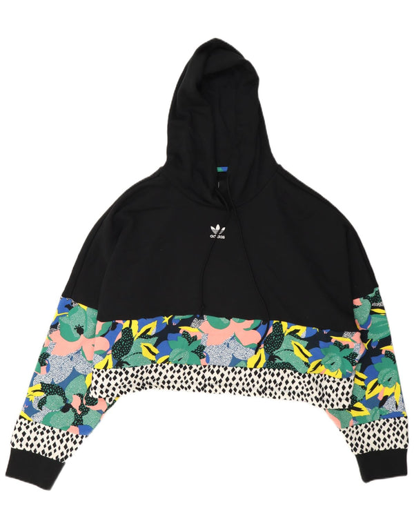 Adidas - Sudadera con capucha para mujer con gráfico Her Graphic, talla 40, talla mediana, color negro floral