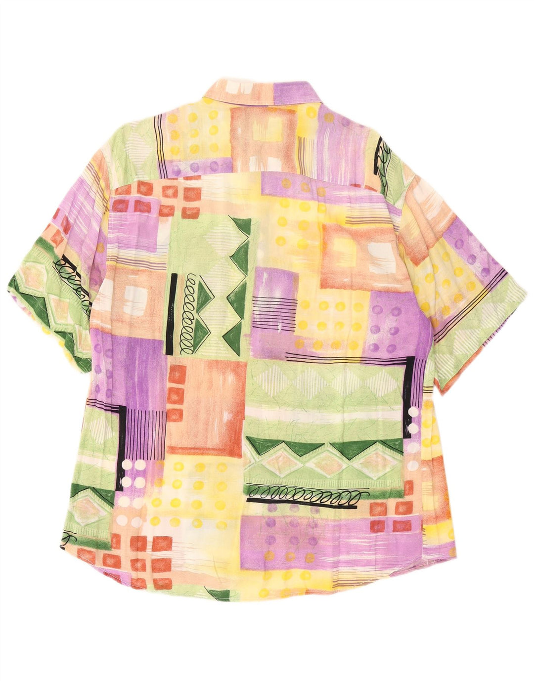 VINTAGE Camisa de manga corta para hombre Patchwork multicolor medio