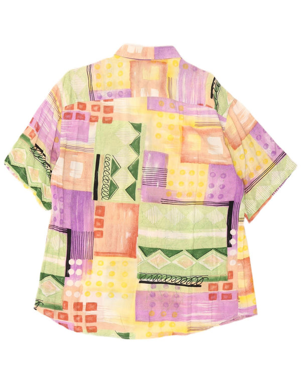 VINTAGE Camisa de manga corta para hombre Patchwork multicolor medio
