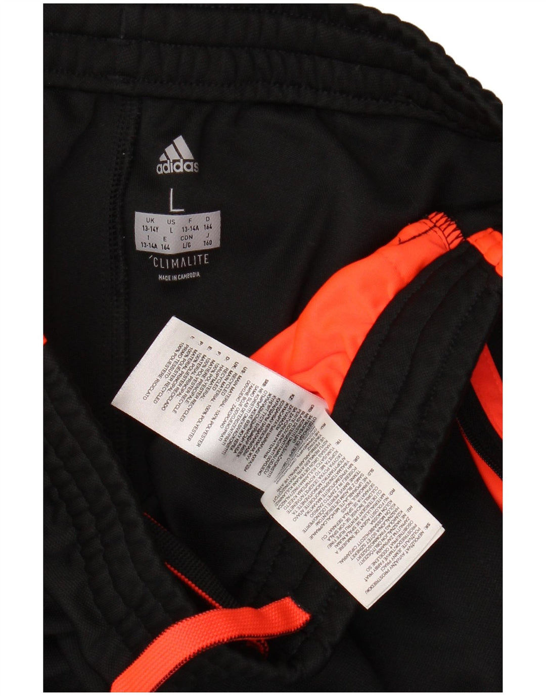 ADIDAS Chicos Climalite Chándal Pantalones 13-14 Años Grande Negro Poliéster