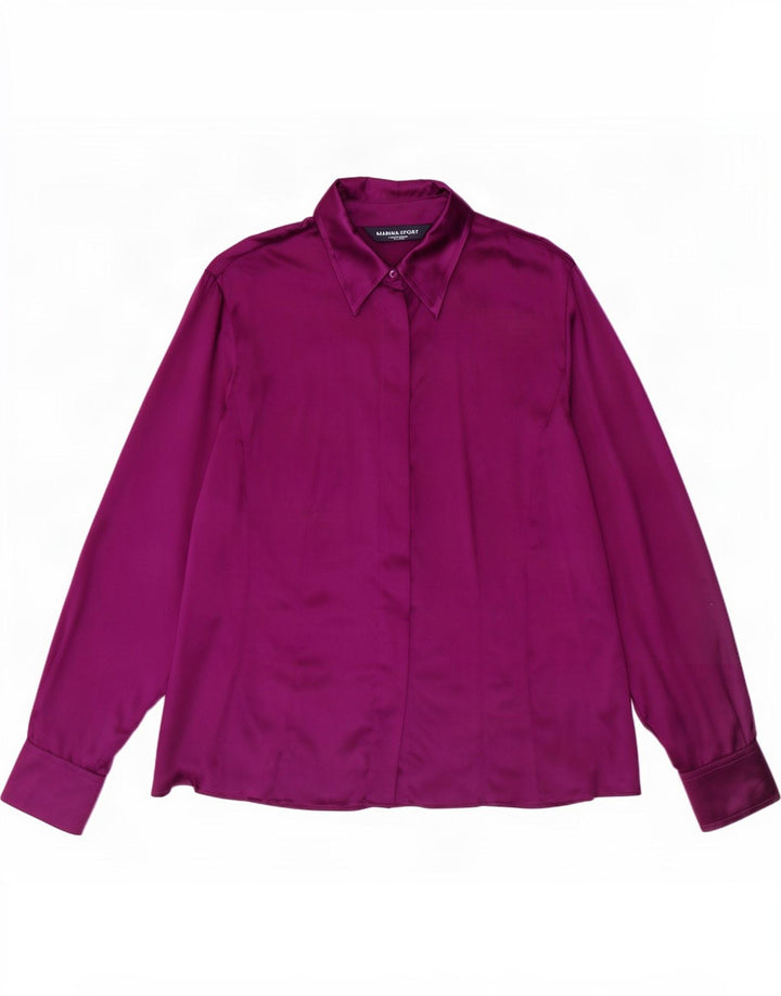 Marina Rinaldi Blusa Camisa Mujer Talla 21 Seda Mediana Granate