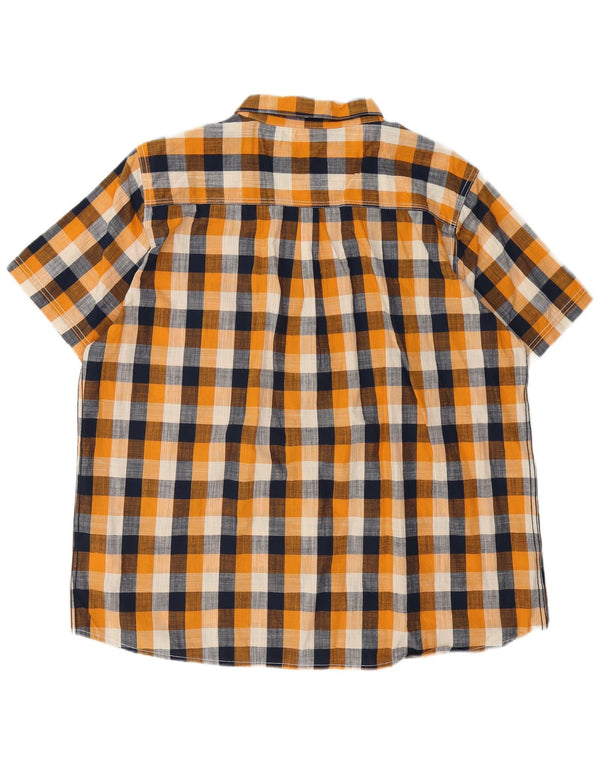 Weird Fish Camisa de manga corta para hombre 2XL Algodón a cuadros naranja
