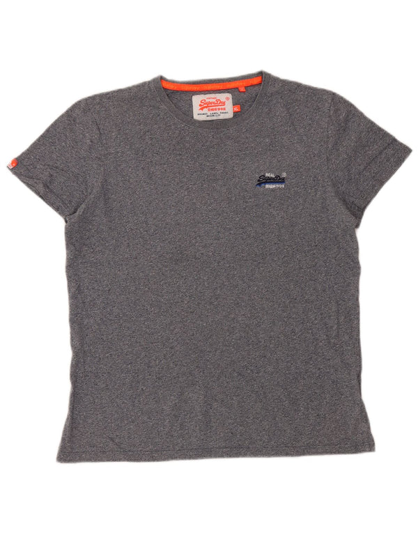 SUPERDRY Hombre Camiseta Top XL Algodón Moteado Azul