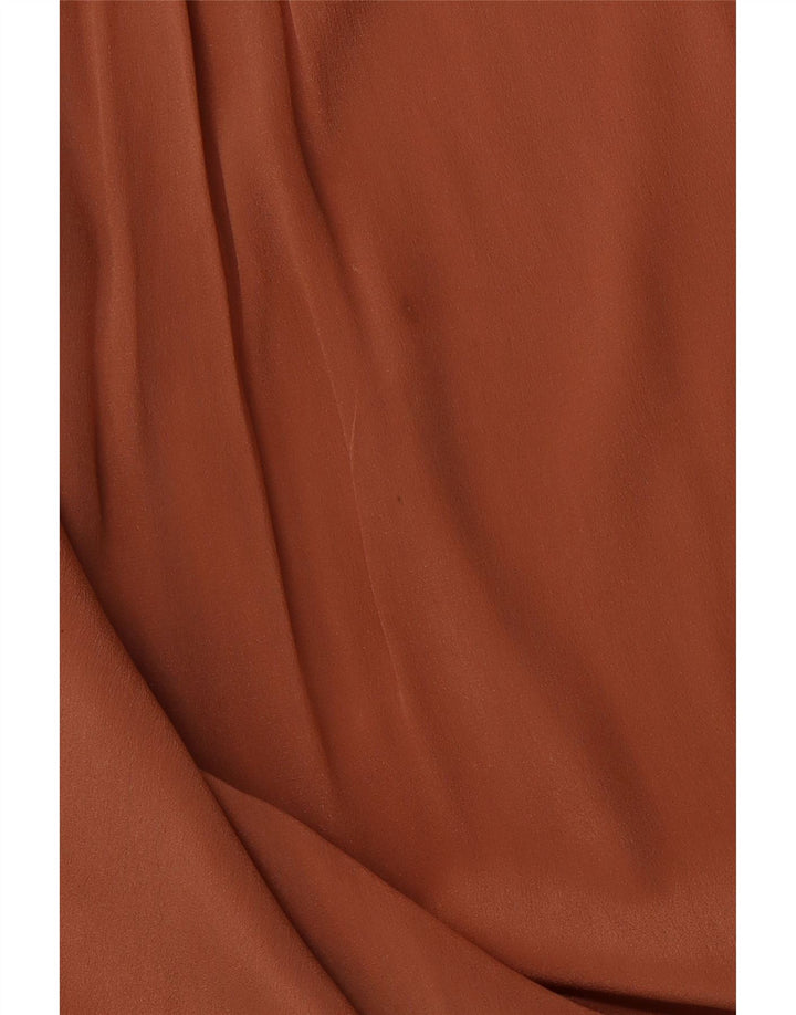 VINTAGE Blusa holgada de manga larga para mujer IT 46 Marrón grande