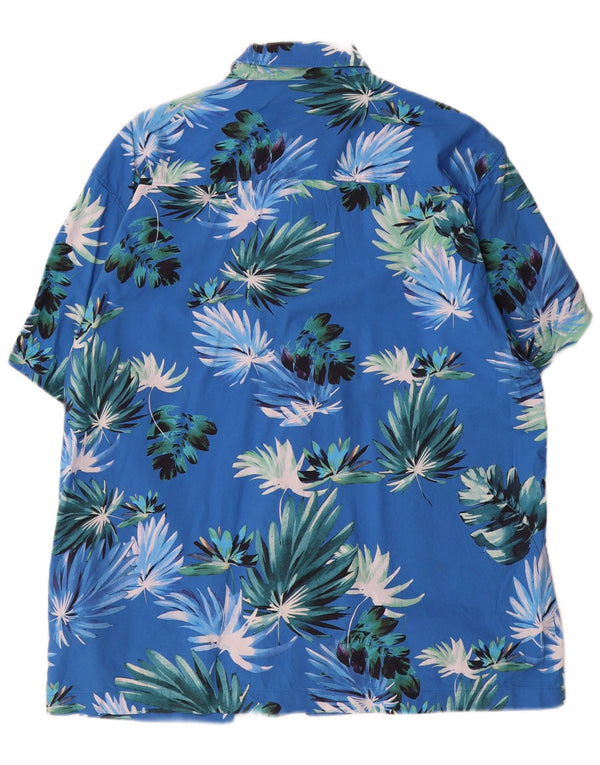 Superdry Camisa de manga corta para hombre XL Azul Floral Algodón Hawaiano