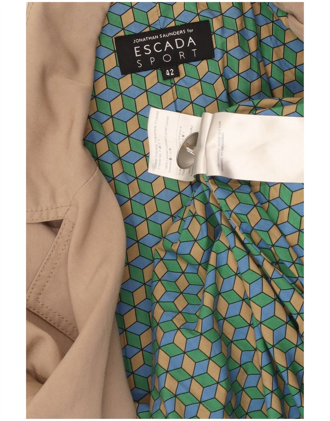 ESCADA Gabardina para mujer EU 42 Large Beige Lyocell