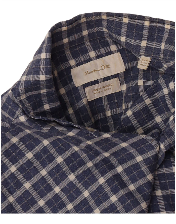 Massimo Dutti Hombre Camisa Franela Cuadros Azul Marino Mediano