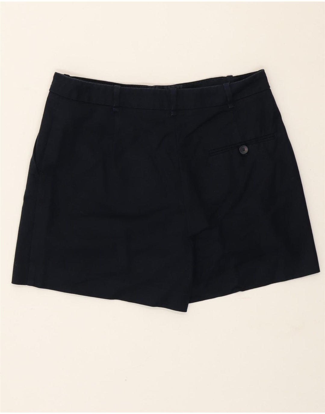 Zara Mujer Pantalones Cortos Chinos De Cintura Alta Mediano W28 Azul Marino