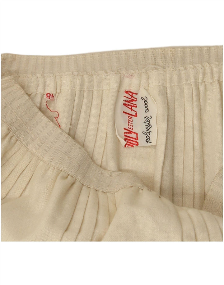 VINTAGE Womens Midi Pleated Skirt W24 XS Off White Polyester