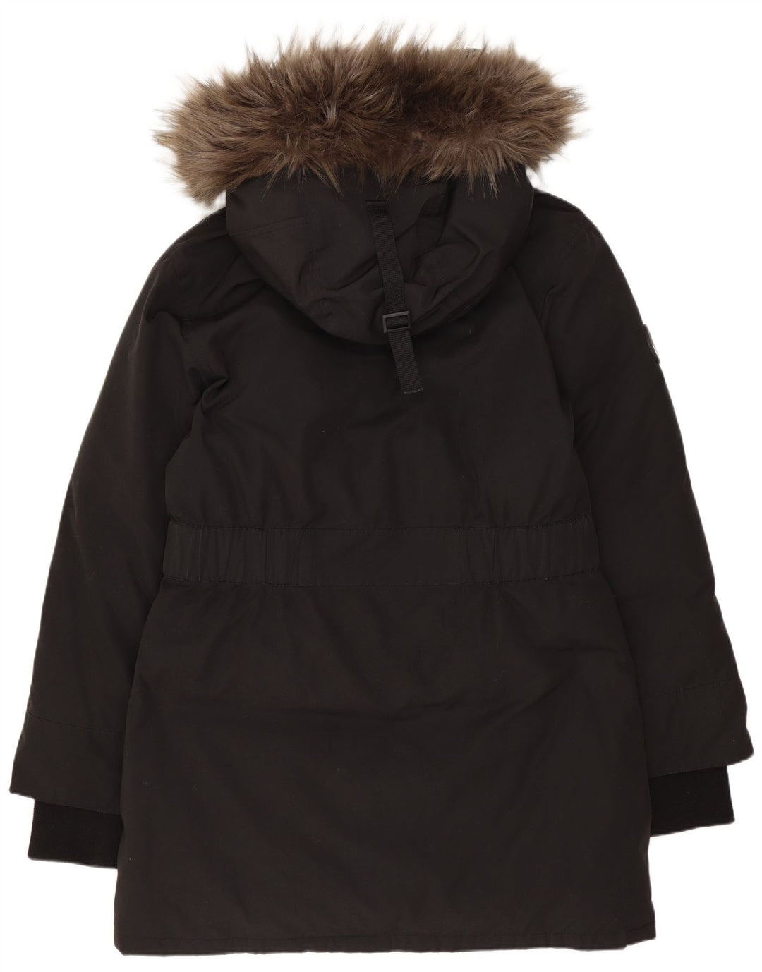 Superdry Abrigo acolchado con capucha extragrande para mujer, talla 40, poliéster negro pequeño