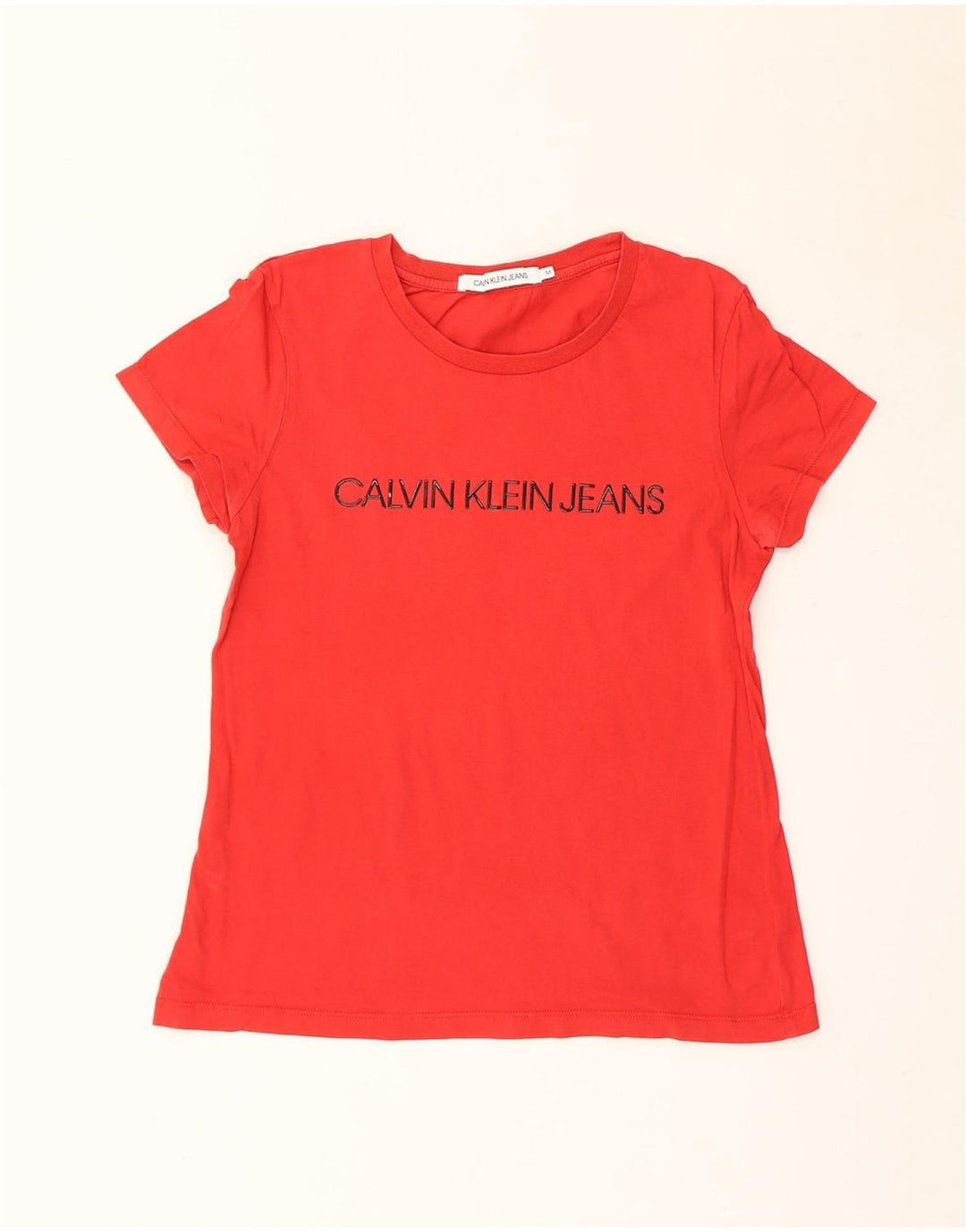 Calvin Klein Jeans Camiseta gráfica para mujer Top UK 12 Medium Red