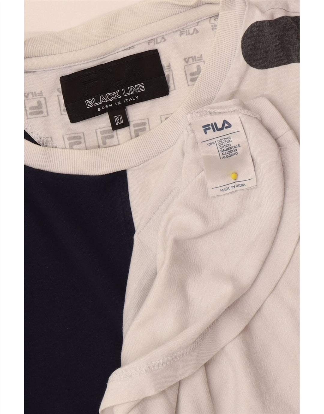Fila Camiseta gráfica para hombre Top Medium White Colourblock Cotton