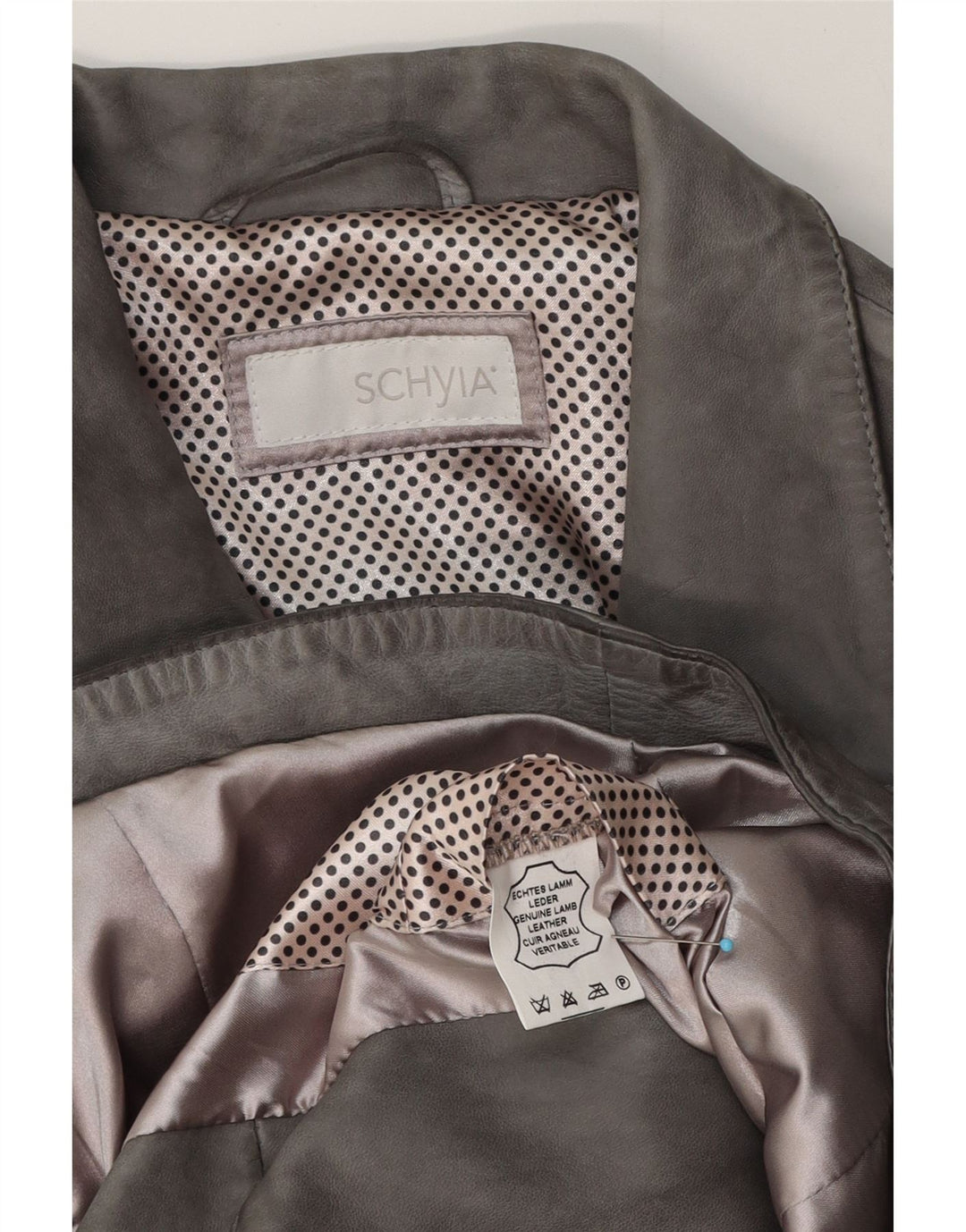 Vintage mujer cuero biker chaqueta Reino Unido 12 cuero gris medio