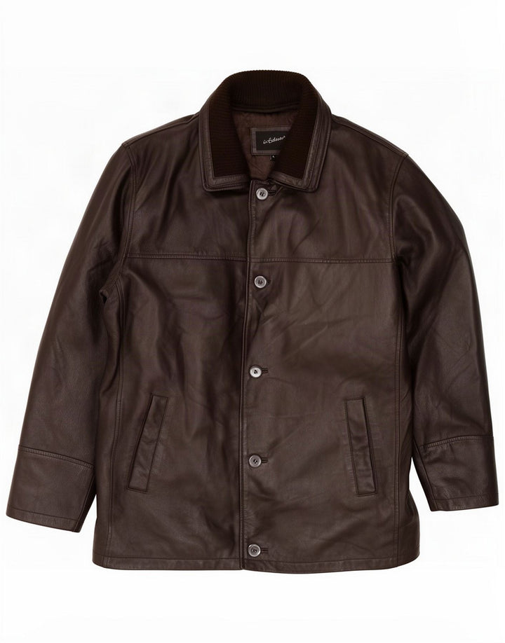 In Extenso Chaqueta de cuero para hombre UK 40 Large Brown