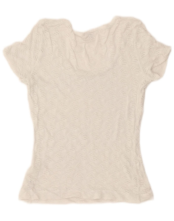 Benetton Camiseta Transparente para Mujer UK 40 Small White Cotton