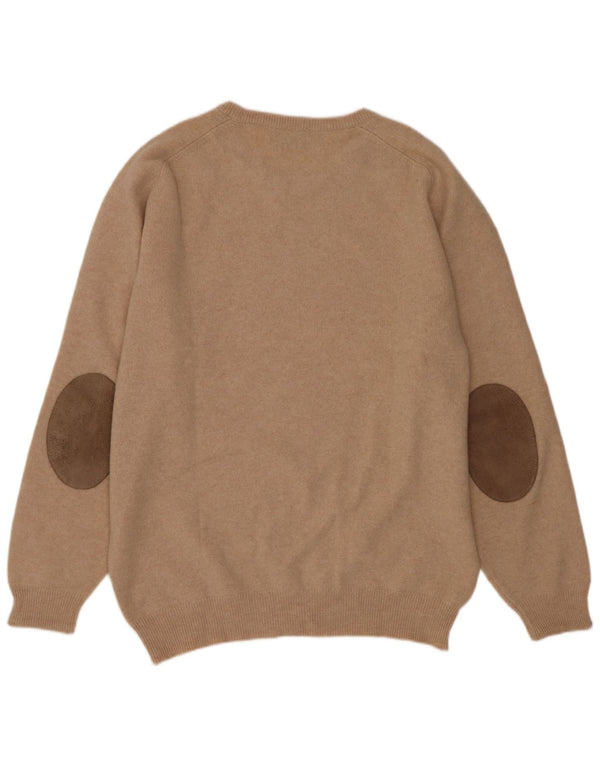 Pringle Mens Crew Neck Jumper Sweater UK 44 XL Beige New Wool