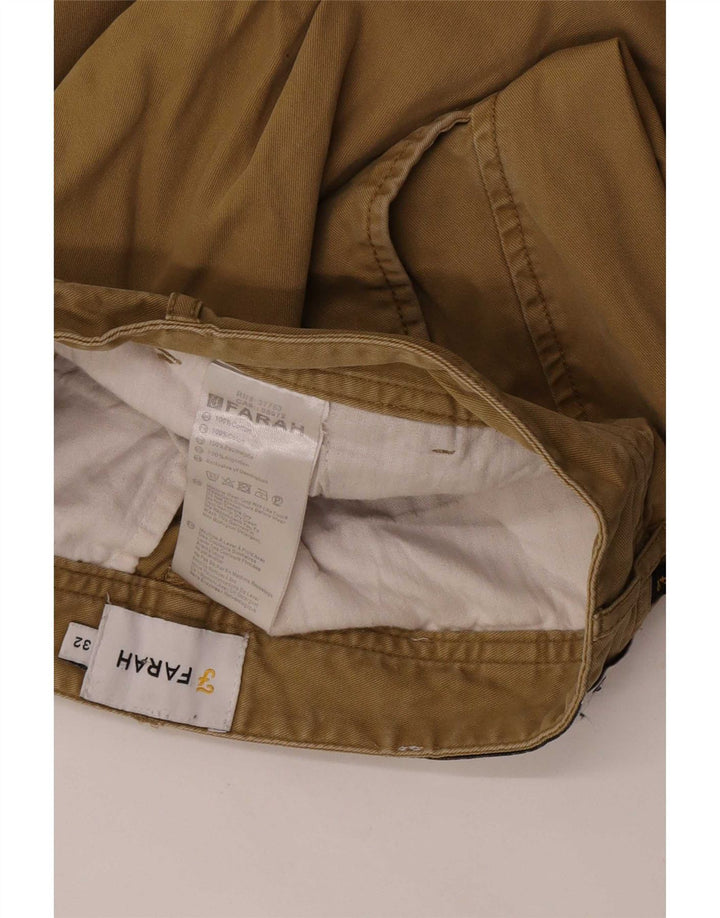 Farah Hombre Chino Shorts Medium W32 Caqui Algodón